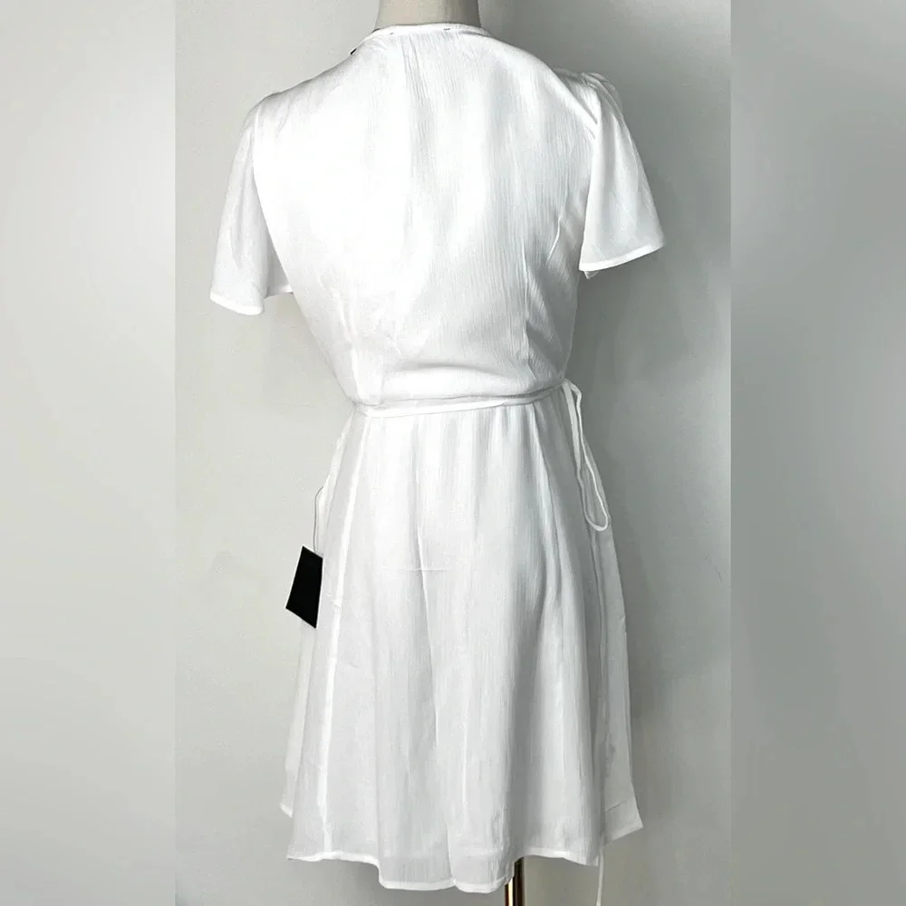 Lulu’s Harbor Point White Sheer Chiffon Wrap Dress Size Small and Medium - Picture 11 of 13